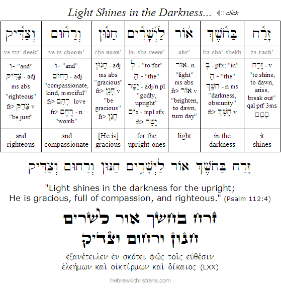 Psalm 112:4 Hebrew analysis