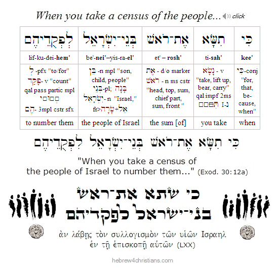 Exodus 30:12a Hebrew Ki Tisa